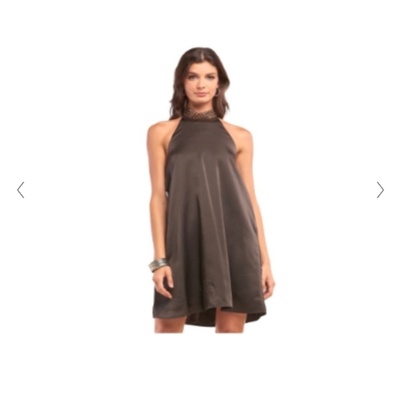 Storee Chocolate Halter Dress, size L - Picture 1 of 5